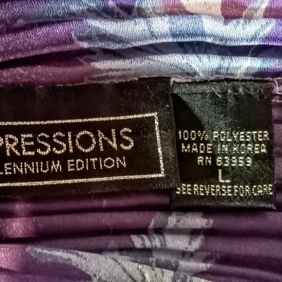 Impressions Floral Print Sleeveless Crinkle Top - Picture 6 of 7